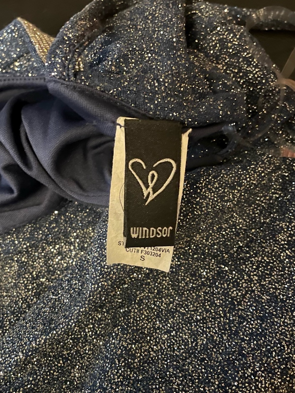 Windsor Navy Blue Glitter V-Neck Bodycon Mini Dress - Picture 11 of 12